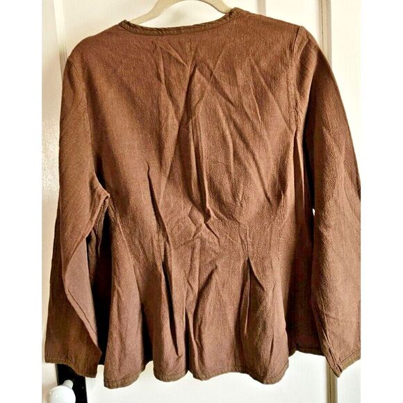 Vtg Christy Allen Sz M cotton flax button front‎ jacket brown USA made - Picture 2 of 10
